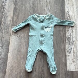The Peanutshell Infant Long-Sleeve Footed One-Piece‎ Romper - Light Teal RAWR
